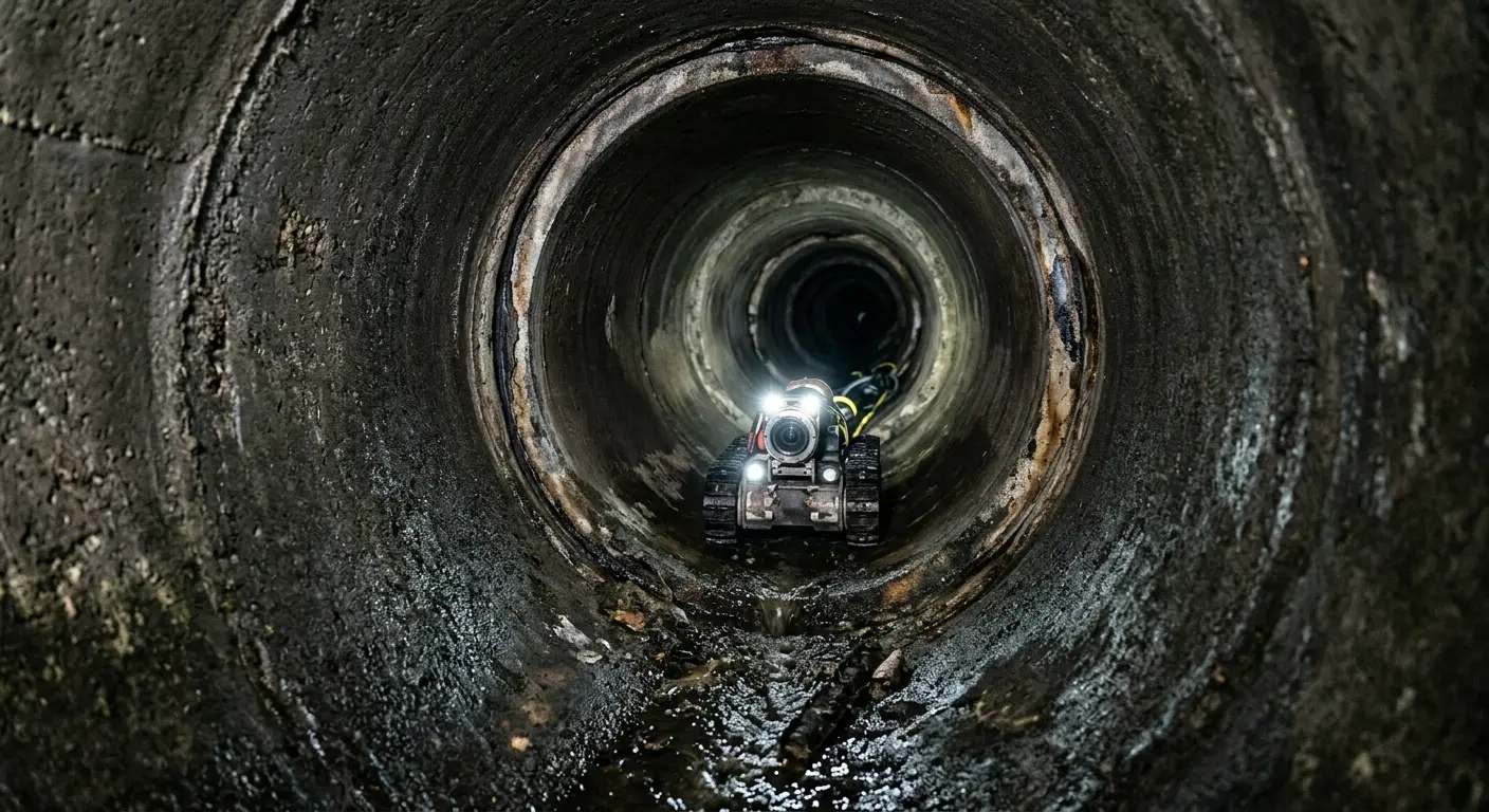 Robotic sewer camera inspecting pipe interior for Drain Snake Service in Bluefield